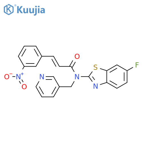 (2E)-N-(6-fluoro-1,3-benzothiazol-2-yl)-3-(3-nitrophenyl)-N-(pyridin-3-yl)methylprop-2-enamide structure