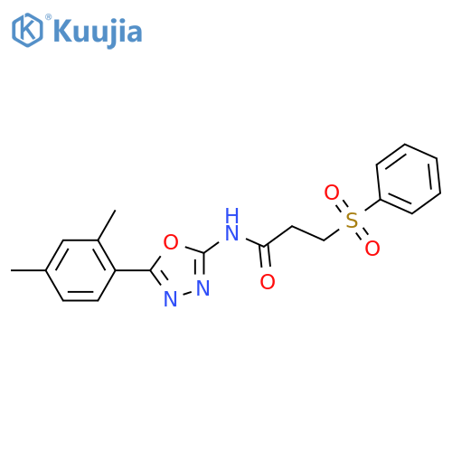 3-(benzenesulfonyl)-N-5-(2,4-dimethylphenyl)-1,3,4-oxadiazol-2-ylpropanamide structure
