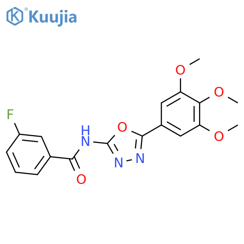 3-fluoro-N-5-(3,4,5-trimethoxyphenyl)-1,3,4-oxadiazol-2-ylbenzamide structure