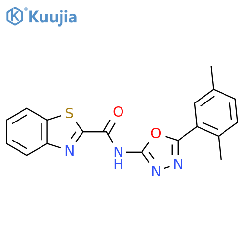 N-5-(2,5-dimethylphenyl)-1,3,4-oxadiazol-2-yl-1,3-benzothiazole-2-carboxamide structure