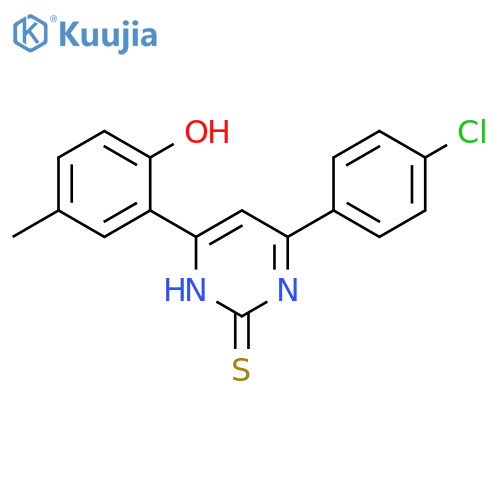 2(1H)-Pyrimidinethione, 4-(4-chlorophenyl)-6-(2-hydroxy-5-methylphenyl)- structure