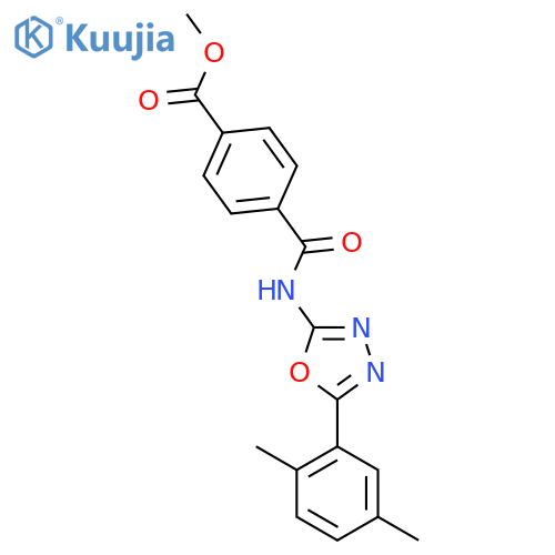 methyl 4-{5-(2,5-dimethylphenyl)-1,3,4-oxadiazol-2-ylcarbamoyl}benzoate structure