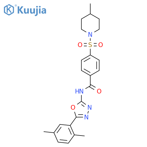 N-5-(2,5-dimethylphenyl)-1,3,4-oxadiazol-2-yl-4-(4-methylpiperidin-1-yl)sulfonylbenzamide structure