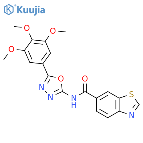 N-5-(3,4,5-trimethoxyphenyl)-1,3,4-oxadiazol-2-yl-1,3-benzothiazole-6-carboxamide structure