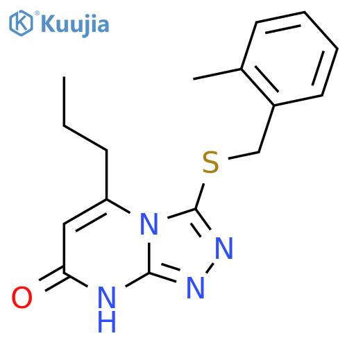 3-{(2-methylphenyl)methylsulfanyl}-5-propyl-7H,8H-1,2,4triazolo4,3-apyrimidin-7-one structure