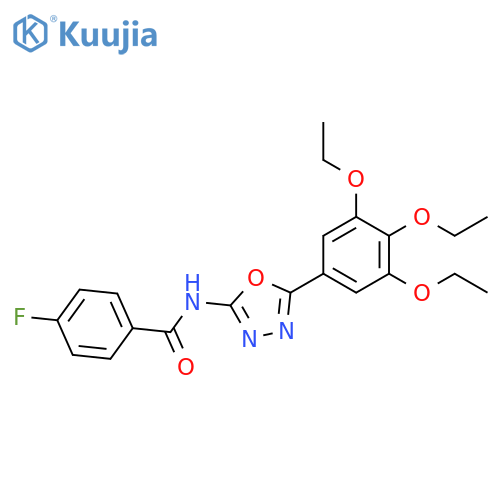 4-fluoro-N-5-(3,4,5-triethoxyphenyl)-1,3,4-oxadiazol-2-ylbenzamide structure