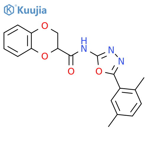 N-5-(2,5-dimethylphenyl)-1,3,4-oxadiazol-2-yl-2,3-dihydro-1,4-benzodioxine-2-carboxamide structure
