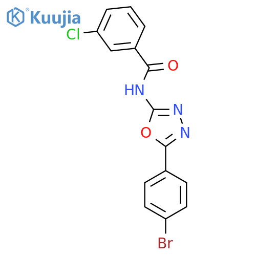 N-5-(4-bromophenyl)-1,3,4-oxadiazol-2-yl-3-chlorobenzamide structure