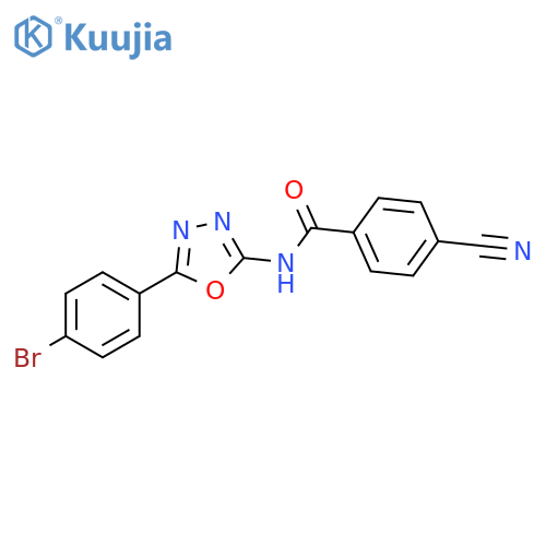 N-5-(4-bromophenyl)-1,3,4-oxadiazol-2-yl-4-cyanobenzamide structure