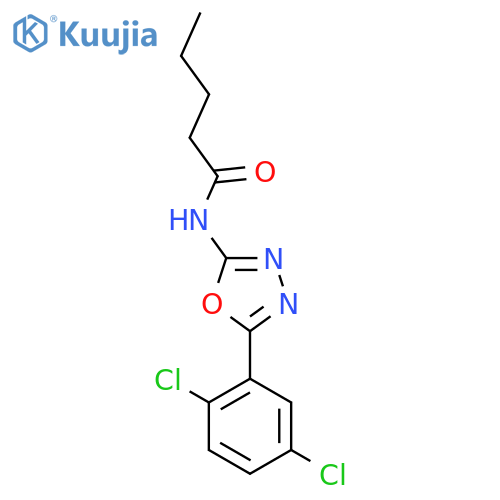 N-5-(2,5-dichlorophenyl)-1,3,4-oxadiazol-2-ylpentanamide structure