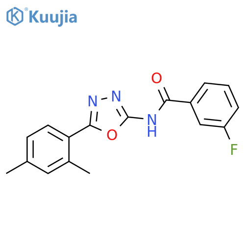 N-5-(2,4-dimethylphenyl)-1,3,4-oxadiazol-2-yl-3-fluorobenzamide structure