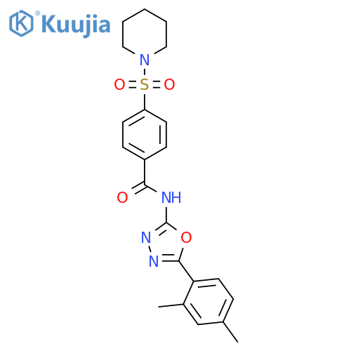 N-5-(2,4-dimethylphenyl)-1,3,4-oxadiazol-2-yl-4-(piperidine-1-sulfonyl)benzamide structure
