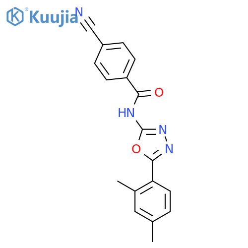 4-cyano-N-5-(2,4-dimethylphenyl)-1,3,4-oxadiazol-2-ylbenzamide structure
