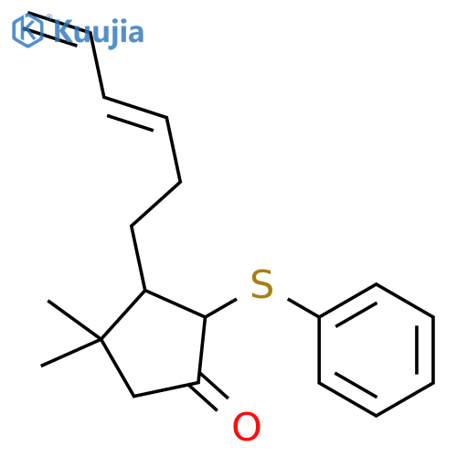 Cyclopentanone, 3-(3,5-hexadienyl)-4,4-dimethyl-2-(phenylthio)-, trans- structure