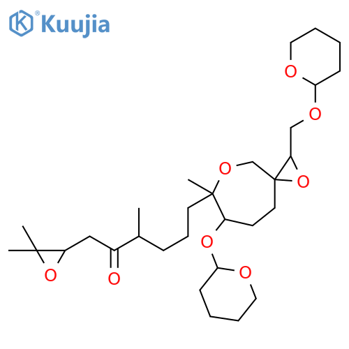 2-Hexanone, 1-(3,3-dimethyl-2-oxiranyl)-3-methyl-6-[6-methyl-7-[(tetrahydro-2H-pyran-2-yl)oxy]-2-[[(tetrahydro-2H-pyran-2-yl)oxy]methyl]-1,5-dioxaspiro[2.6]non-6-yl]- structure