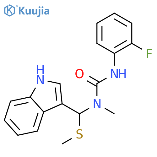 Urea, N'-(2-fluorophenyl)-N-[1H-indol-3-yl(methylthio)methyl]-N-methyl- structure