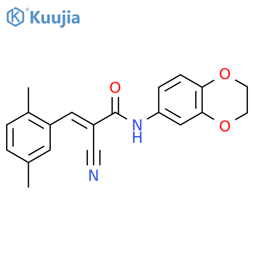 2-cyano-N-(2,3-dihydro-1,4-benzodioxin-6-yl)-3-(2,5-dimethylphenyl)prop-2-enamide structure