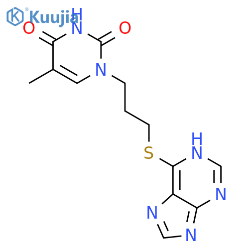 2,4(1H,3H)-Pyrimidinedione, 5-methyl-1-[3-(1H-purin-6-ylthio)propyl]- structure