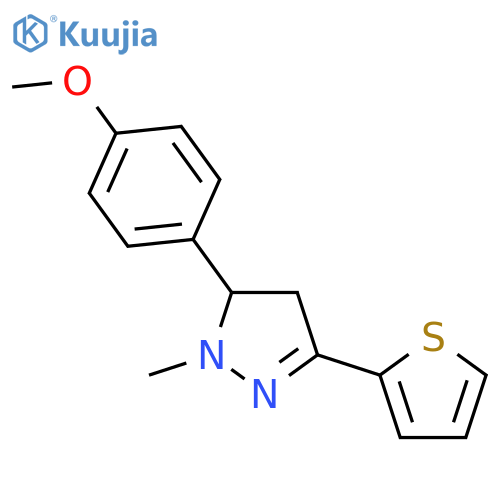 1H-Pyrazole, 4,5-dihydro-5-(4-methoxyphenyl)-1-methyl-3-(thienyl)- structure