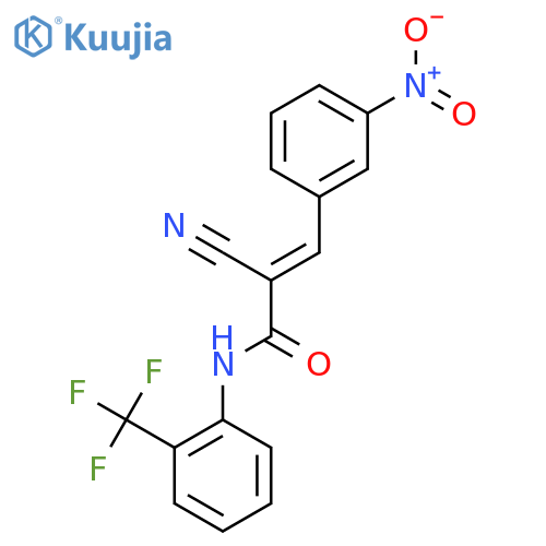 2-cyano-3-(3-nitrophenyl)-N-[2-(trifluoromethyl)phenyl]prop-2-enamide structure
