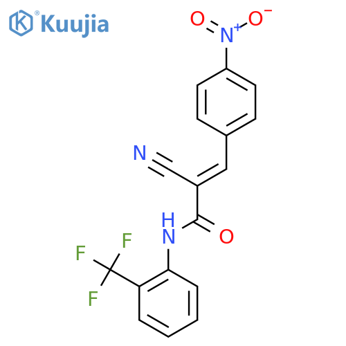 2-cyano-3-(4-nitrophenyl)-N-[2-(trifluoromethyl)phenyl]prop-2-enamide structure