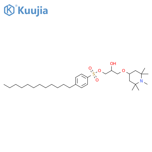 Benzenesulfonic acid, 4-dodecyl-, 2-hydroxy-3-[(1,2,2,6,6-pentamethyl-4-piperidinyl)oxy]propyl ester structure