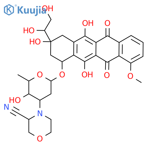 4-[6-[[3-(1,2-Dihydroxyethyl)-3,5,12-trihydroxy-10-methoxy-6,11-dioxo-2,4-dihydro-1H-tetracen-1-yl]oxy]-3-hydroxy-2-methyloxan-4-yl]morpholine-3-carbonitrile structure