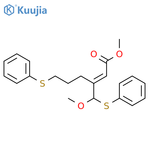2-Hexenoic acid, 3-[methoxy(phenylthio)methyl]-6-(phenylthio)-, methyl ester, (E)- (9CI) structure