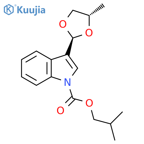 1H-Indole-1-carboxylic acid, 3-(4-methyl-1,3-dioxolan-2-yl)-,2-methylpropyl ester, trans- structure