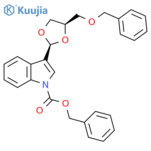 1H-Indole-1-carboxylic acid, 3-[4-[(phenylmethoxy)methyl]-1,3-dioxolan-2-yl]-, phenylmethyl ester, cis- (9CI) structure