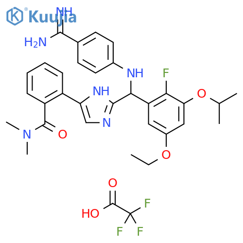 Benzamide,2-[2-[[[4-(aminoiminomethyl)phenyl]amino][5-ethoxy-2-fluoro-3-(1-methylethoxy)phenyl]methyl]-1H-imidazol-4-yl]-N,N-dimethyl-,bis(trifluoroacetate) structure