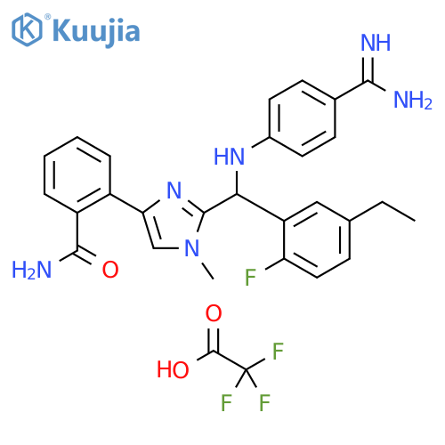 Benzamide,2-[2-[[[4-(aminoiminomethyl)phenyl]amino](5-ethyl-2-fluorophenyl)methyl]-1-methyl-1H-imidazol-4-yl]-, bis(trifluoroacetate) structure
