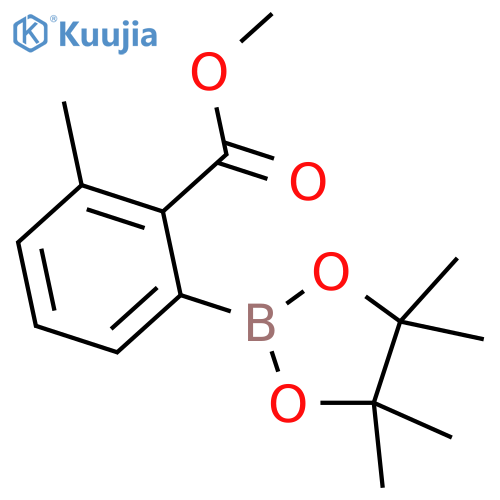 Benzoic acid, 2-methyl-6-(4,4,5,5-tetramethyl-1,3,2-dioxaborolan-2-yl)-,methyl ester structure