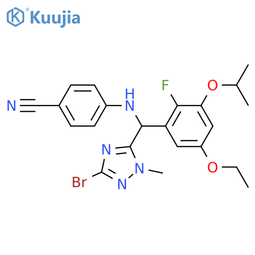 Benzonitrile,4-[[(3-bromo-1-methyl-1H-1,2,4-triazol-5-yl)[5-ethoxy-2-fluoro-3-(1-methylethoxy)phenyl]methyl]amino]- structure