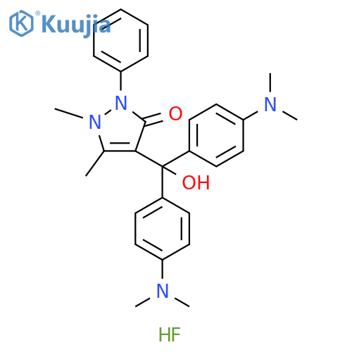 3H-Pyrazol-3-one,4-[bis[4-(dimethylamino)phenyl]hydroxymethyl]-1,2-dihydro-1,5-dimethyl-2-phenyl-, monohydrofluoride structure