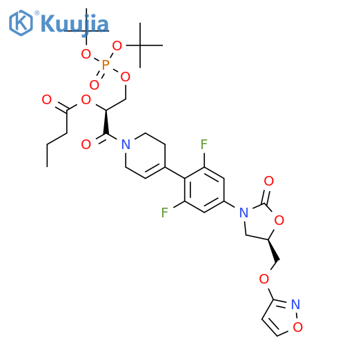 BUTANOIC ACID, (1S)-1-[[[BIS(1,1-DIMETHYLETHOXY)PHOSPHINYL]OXY]METHYL]-2-[4-[2,6-DIFLUORO-4-[(5R)-5-[(3-ISOXAZOLYLOXY)METHYL]-2-OXO-3-OXAZOLIDINYL]PHENYL]-3,6-DIHYDRO-1(2H)-PYRIDINYL]-2-OXOETHYL ESTER structure