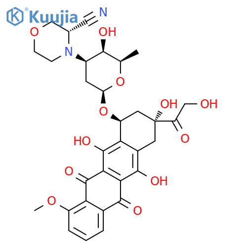 (1S,3R)-3,5,12-trihydroxy-3-(hydroxyacetyl)-10-methoxy-6,11-dioxo-1,2,3,4,6,11-hexahydrotetracen-1-yl 3-[(3S)-3-cyanomorpholin-4-yl]-2,3,6-trideoxy-beta-D-lyxo-hexopyranoside structure