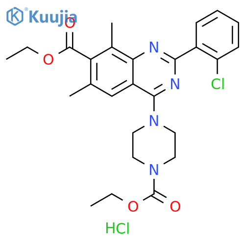 7-Quinazolinecarboxylic acid,2-(2-chlorophenyl)-4-[4-(ethoxycarbonyl)-1-piperazinyl]-6,8-dimethyl-,ethyl ester, hydrochloride structure