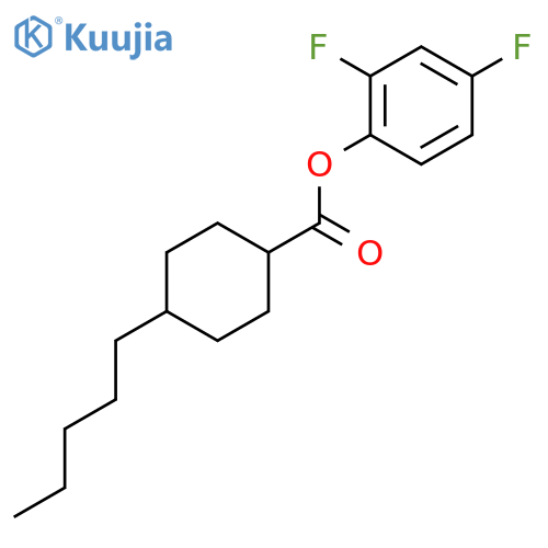 Cyclohexanecarboxylic acid, 4-pentyl-, 2,4-difluorophenyl ester, trans- structure