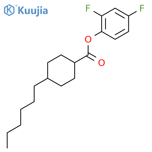 Cyclohexanecarboxylic acid, 4-hexyl-, 2,4-difluorophenyl ester, trans- structure