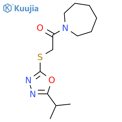 1-(Azepan-1-yl)-2-[(5-propan-2-yl-1,3,4-oxadiazol-2-yl)sulfanyl]ethanone structure