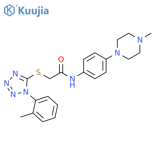 2-{1-(2-methylphenyl)-1H-1,2,3,4-tetrazol-5-ylsulfanyl}-N-4-(4-methylpiperazin-1-yl)phenylacetamide structure