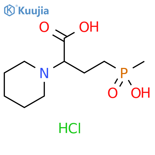 1-Piperidineacetic acid, α-[2-(hydroxymethylphosphinyl)ethyl]-, hydrochloride (1:1) structure