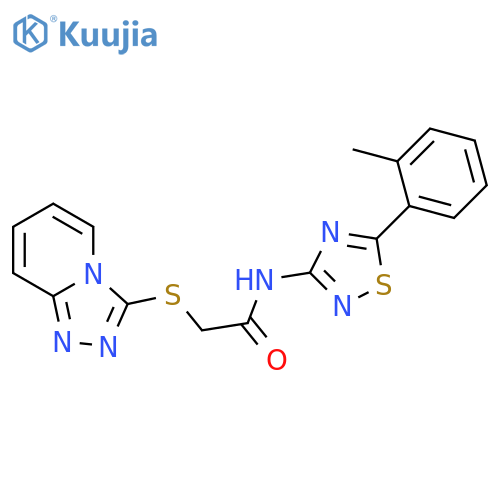N-5-(2-methylphenyl)-1,2,4-thiadiazol-3-yl-2-{1,2,4triazolo4,3-apyridin-3-ylsulfanyl}acetamide structure