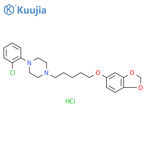 Piperazine, 1-[5-(1,3-benzodioxol-5-yloxy)pentyl]-4-(2-chlorophenyl)-, hydrochloride (1:2) structure