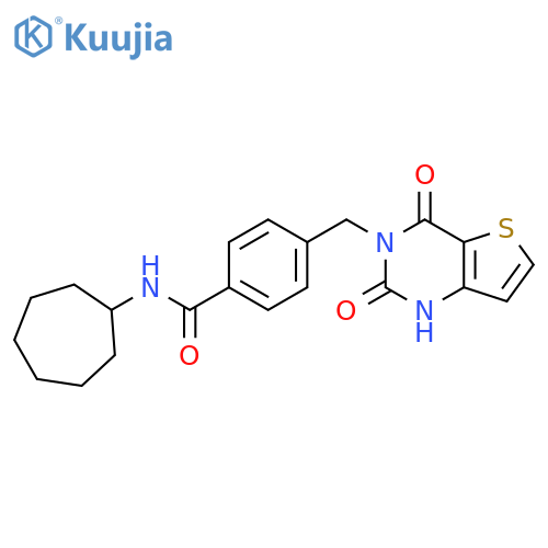 N-cycloheptyl-4-({2,4-dioxo-1H,2H,3H,4H-thieno3,2-dpyrimidin-3-yl}methyl)benzamide structure