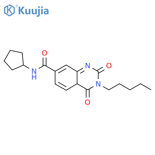 N-cyclopentyl-2,4-dioxo-3-pentyl-1,2,3,4-tetrahydroquinazoline-7-carboxamide structure