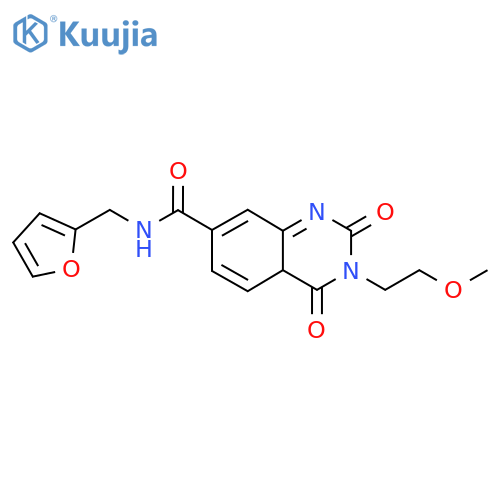 N-(furan-2-yl)methyl-3-(2-methoxyethyl)-2,4-dioxo-1,2,3,4-tetrahydroquinazoline-7-carboxamide structure
