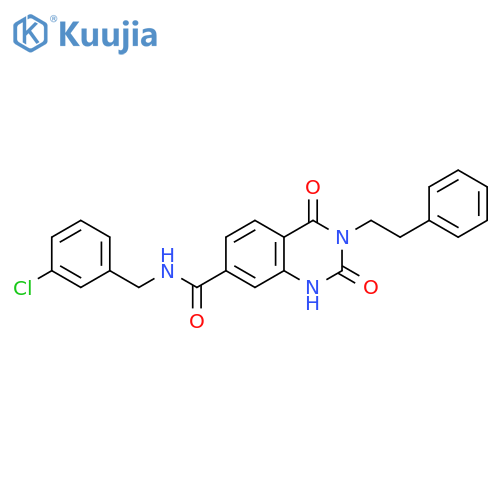 N-(3-chlorophenyl)methyl-2,4-dioxo-3-(2-phenylethyl)-1,2,3,4-tetrahydroquinazoline-7-carboxamide structure