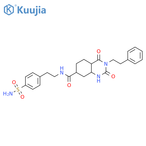 2,4-dioxo-3-(2-phenylethyl)-N-2-(4-sulfamoylphenyl)ethyl-1,2,3,4-tetrahydroquinazoline-7-carboxamide structure